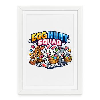 Équipe de chasse aux œufs de Pâques Lapin de Pâques - Affiche encadrée (27 × 37 cm) - blanc - Devant
