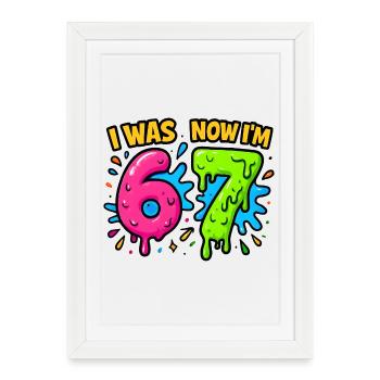 7th Birthday Kids 67 Meme Humor Gift Idea - Framed poster (27 × 37 cm) - white - Front