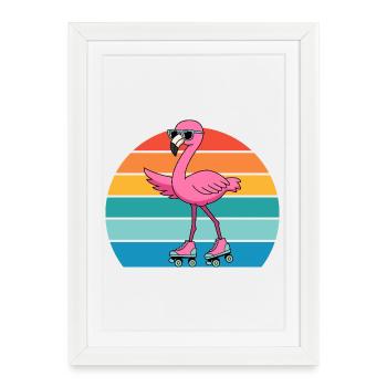 Exotic Retro Pink Flamingo With Sunglasses - Framed poster (27 × 37 cm) - white - Front