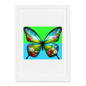 papillon - Affiche encadrée (27 × 37 cm) - blanc - Devant