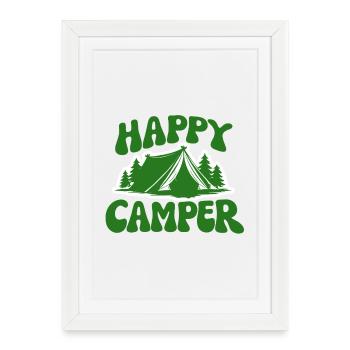 Tentes forestières Happy Camper - Affiche encadrée (27 × 37 cm) - blanc - Devant