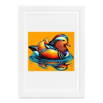 Canard mandarin - Affiche encadrée (27 × 37 cm) - blanc - Devant