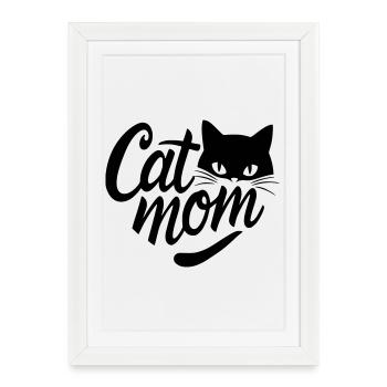 Cat Mom, Cat Mom Heart with Cat Face - Framed poster (27 × 37 cm) - white - Front