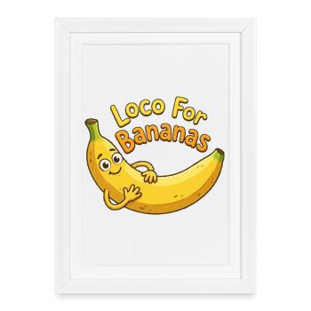 Loco For Bananas Cartoon - Framed poster (27 × 37 cm) - white - Front