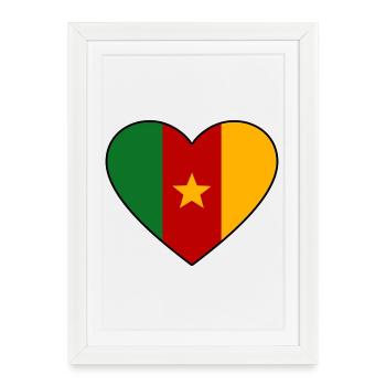 Cœur du drapeau du Cameroun - Affiche encadrée (27 × 37 cm) - blanc - Devant