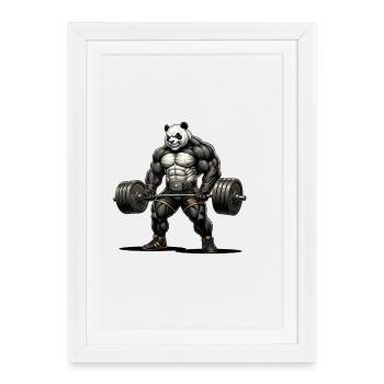 Panda Strength – Design de culturisme - Affiche encadrée (27 × 37 cm) - blanc - Devant