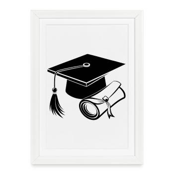 Graduation cap and diploma - Framed poster (27 × 37 cm) - white - Front