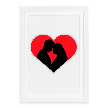 Couple Silhouette Love Romance Valentine's Day Boyfriend - Framed poster (27 × 37 cm) - white - Front