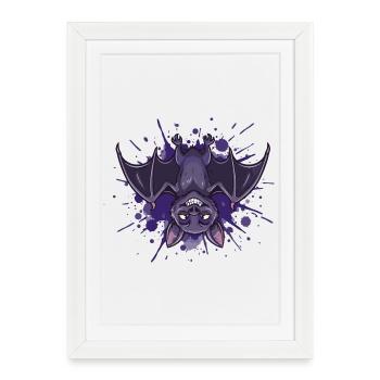 Éclaboussure Pourpre Chauve-souris de Nuit - Affiche encadrée (27 × 37 cm) - blanc - Devant