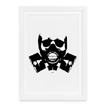 Silhouette du crâne du masque à gaz - Affiche encadrée (27 × 37 cm) - blanc - Devant