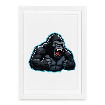 Esports Gorilla Style - Affiche encadrée (27 × 37 cm) - blanc - Devant