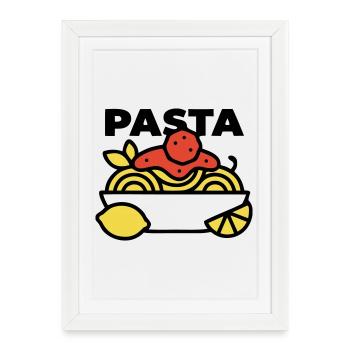 Bol de pâtes Spaghettis Italie Gourmet - Affiche encadrée (27 × 37 cm) - blanc - Devant