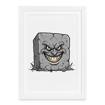 Grimace sombre de la pierre tombale de dessin animé - Affiche encadrée (27 × 37 cm) - blanc - Devant