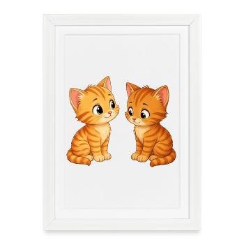 Two cute kittens - Framed poster (27 × 37 cm) - white - Front