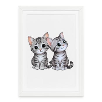 Kitten siblings - Framed poster (27 × 37 cm) - white - Front