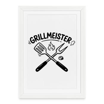 Grill Master BBQ Grilling Pitmaster Men - Framed poster (27 × 37 cm) - white - Front
