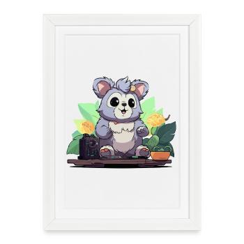 DJ panda câlin dans la jungle - Affiche encadrée (27 × 37 cm) - blanc - Devant