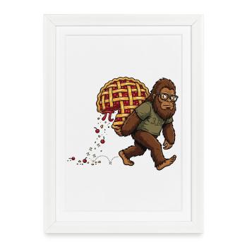Humour Maths – Bigfoot Voleur de Tarte Pi - Affiche encadrée (27 × 37 cm) - blanc - Devant