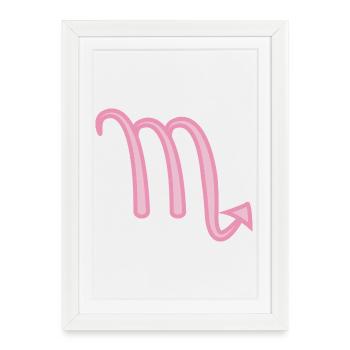 Symbole du signe du signe du Scorpion rose pastel - Affiche encadrée (27 × 37 cm) - blanc - Devant