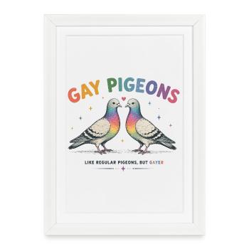 Design des colombes LGBTQ LGBTQ de Pigeons - Affiche encadrée (27 × 37 cm) - blanc - Devant