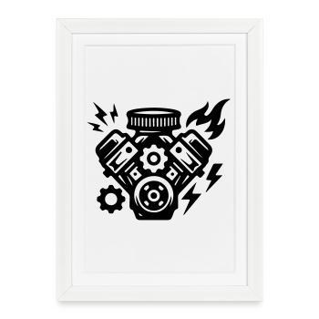 Symbole de réglage moteur - Affiche encadrée (27 × 37 cm) - blanc - Devant