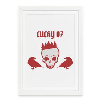 Lucky 07 Road Legend – Vintage Outlaw Design - Affiche encadrée (27 × 37 cm) - blanc - Devant