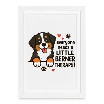 Chien de montagne bernois Petit Berner Humour de chien de thérapie - Affiche encadrée (27 × 37 cm) - blanc - Devant