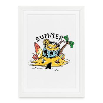 Summer Skull Beach Island Design - Framed poster (27 × 37 cm) - white - Front