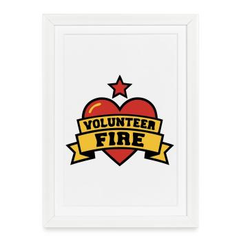 Volunteer Fire Heart Logo - Framed poster (27 × 37 cm) - white - Front