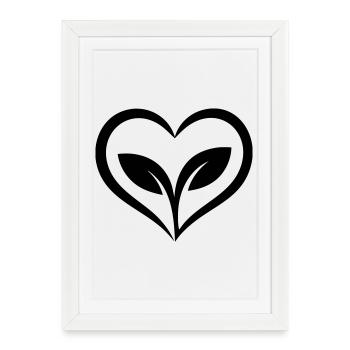 Cœur de jardinier avec plante - Affiche encadrée (27 × 37 cm) - blanc - Devant