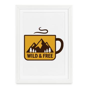 Hot Mug Mountains Badge - Framed poster (27 × 37 cm) - white - Front