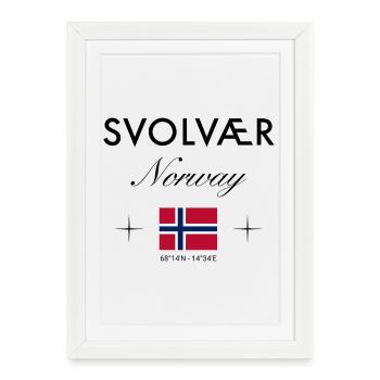 Svolvær Norwegen Koordinaten Reise Souvenir - Gerahmtes Poster (27 × 37 cm) - Weiß - Vorne