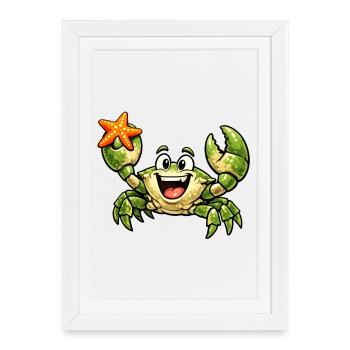 Cancer avec une étoile de mer - Affiche encadrée (27 × 37 cm) - blanc - Devant
