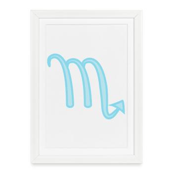 Symbole du signe du signe du Scorpion Bleu pastel - Affiche encadrée (27 × 37 cm) - blanc - Devant