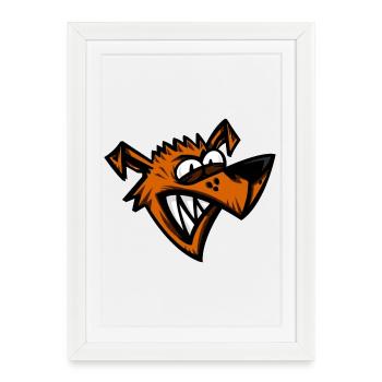 Funny Crazy Dog Cartoon Head - Framed poster (27 × 37 cm) - white - Front