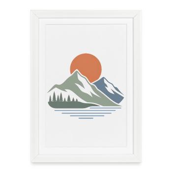 Minimalist Mountain Landscape – Modern Design - Framed poster (27 × 37 cm) - white - Front