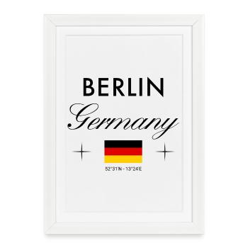 Berlin Germany Coordinates Travel Souvenir - Framed poster (27 × 37 cm) - white - Front