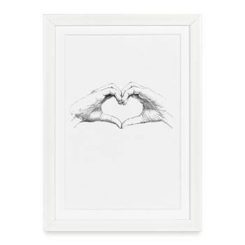 Hands heart - Affiche encadrée (27 × 37 cm) - blanc - Devant