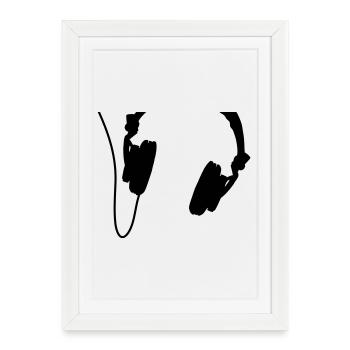 headphones_vector - Affiche encadrée (27 × 37 cm) - blanc - Devant