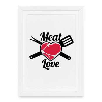 Meat Love | Fleisch Herz | Heart - Affiche encadrée (27 × 37 cm) - blanc - Devant