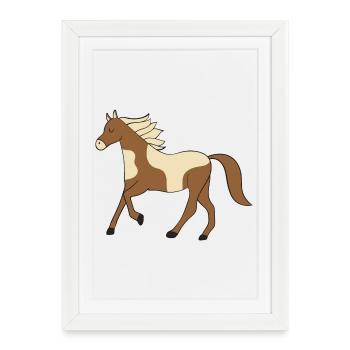Art beige brun Pinto Pony - Affiche encadrée (27 × 37 cm) - blanc - Devant