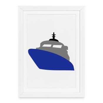 bateau - Affiche encadrée (27 × 37 cm) - blanc - Devant