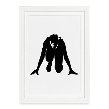 coureur start - Affiche encadrée (27 × 37 cm) - blanc - Devant