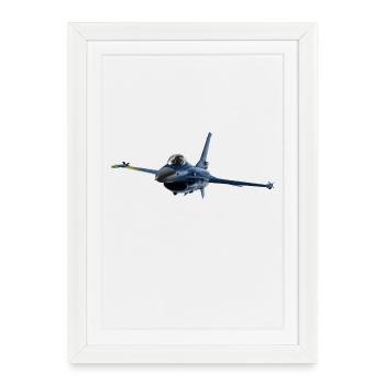 Jet F-16 Fighting Falcon - Affiche encadrée (27 × 37 cm) - blanc - Devant
