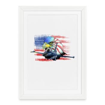 Jet F-16 Fighting Falcon - Affiche encadrée (27 × 37 cm) - blanc - Devant