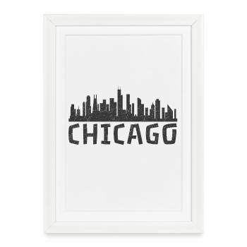 Chicago - Ligne d’horizon - Affiche encadrée (27 × 37 cm) - blanc - Devant