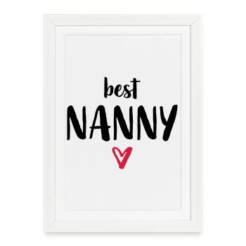 Meilleur nounou I coeur cadeau chambre d'enfant Kita - Affiche encadrée (27 × 37 cm) - blanc - Devant