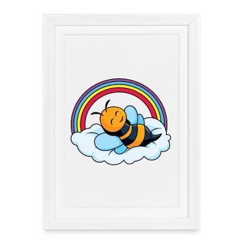 Abeille endormie sur un nuage - Affiche encadrée (27 × 37 cm) - blanc - Devant