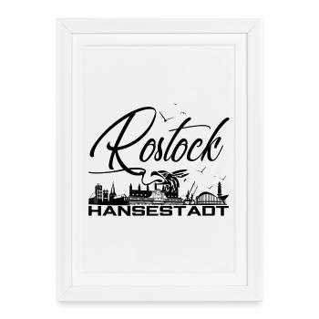 Rostock - Hanseatic City - Silhouette - Framed poster (27 × 37 cm) - white - Front