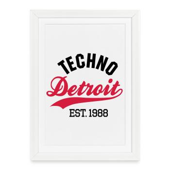 Techno Detroit est.1988 - Affiche encadrée (27 × 37 cm) - blanc - Devant